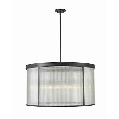 Z-Lite Carnaby Chandelier, 9-Light, 32.25 In.W x 18 In.H, Matte Black/Clear Ribbed 7504P32-MB